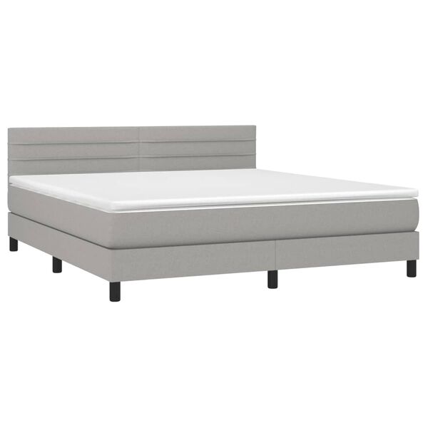 vidaXL Boxspringbett mit Matratze Hellgrau 160x200 cm Stoff