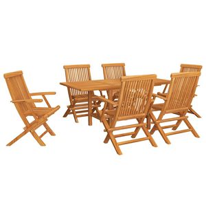vidaXL 7-tlg. Garten-Essgruppe Massivholz Teak
