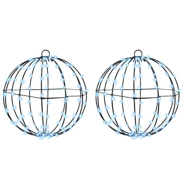 vidaXL Ball mit 192 LEDs 2 pcs Kaltwei&szlig; 31,5 x 31,5 x 32 cm Metall