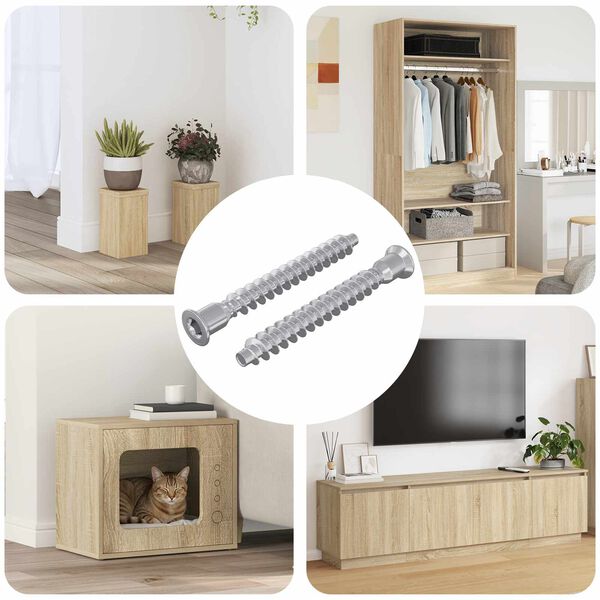 vidaXL Confirmat-Schrauben 2 pcs Silber &Oslash;7 x 58 mm Metall