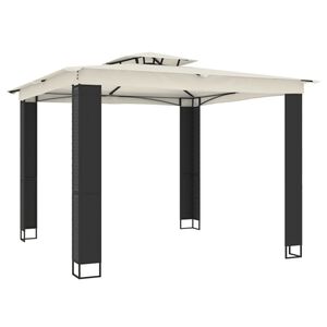 vidaXL Pavillon mit Doppeldach Creme 2,94x2,94 m Stahl