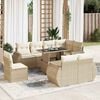 vidaXL 9-tlg. Garten-Sofagarnitur mit Kissen Beige Poly Rattan