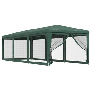 vidaXL Partyzelt mit 8 Mesh-Seitenw&auml;nden Gr&uuml;n 3x9 m HDPE