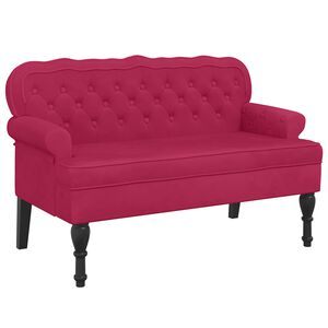 vidaXL Sitzbank mit R&uuml;ckenlehne Weinrot 119,5x64,5x75 cm Samt