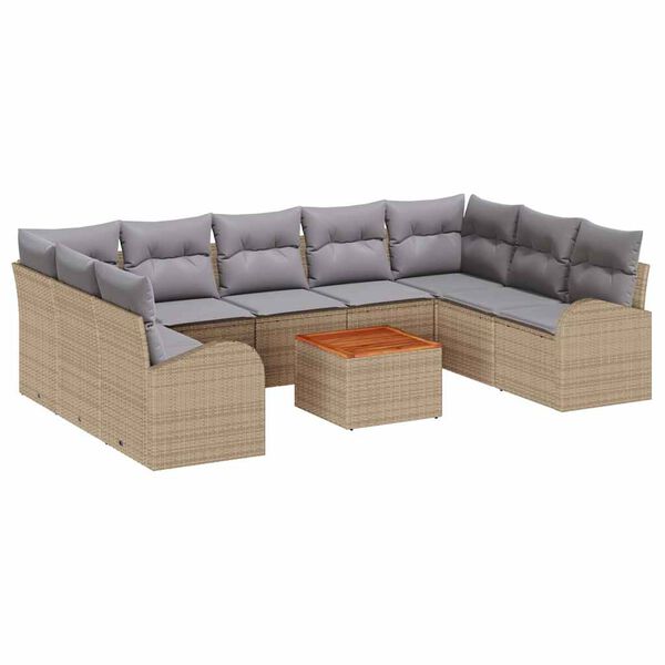 vidaXL Gartensofa-set mit Kissen 10 pcs Beige Poly-Rattan