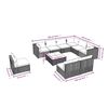 vidaXL 10-tlg. Garten-Lounge-Set mit Kissen Poly Rattan Schwarz