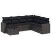 vidaXL 7-tlg. Garten-Sofagarnitur mit Kissen Schwarz Poly Rattan