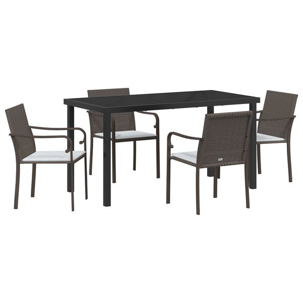 vidaXL Garten Essgruppe 5 pcs Braun und Schwarz PE-Rattan