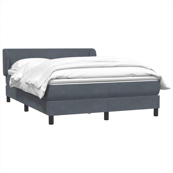 vidaXL Boxspringbett mit Matratze Dunkelgrau 160x220 cm Samt
