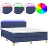 vidaXL Boxspringbett mit Matratze & LED Blau 140x200 cm Stoff