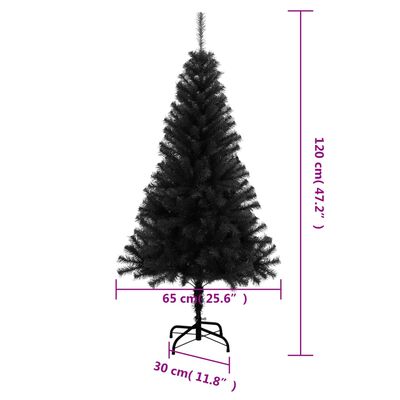 vidaXL Künstlicher Weihnachtsbaum mit Ständer Schwarz 120 cm PVC