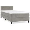 vidaXL Boxspringbett mit Matratze Hellgrau 90x190 cm Samt