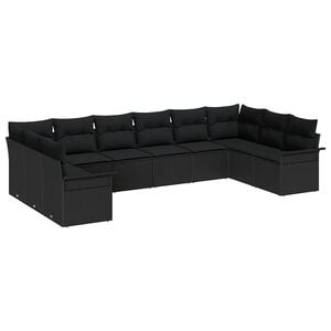 vidaXL Gartensofa-set 10 Stk. Schwarz Poly-Rattan
