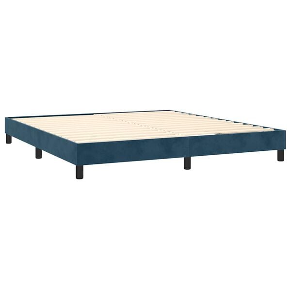 vidaXL Boxspringbett mit Matratze Dunkelblau 160x200 cm Samt