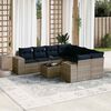 vidaXL 9-teiliges Gartensofa-Set mit Kissen, grau, Polyrattan