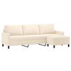 vidaXL 3-Sitzer-Sofa mit Hocker Creme 210 cm Samt