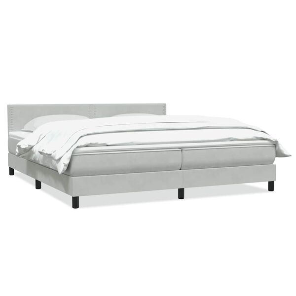 vidaXL Boxspringbett mit Matratze Hellgrau 180x210 cm Samt