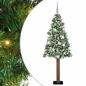 vidaXL Schlanker Weihnachtsbaum mit 300 LEDs mit St&auml;nder Gr&uuml;n 180 cm