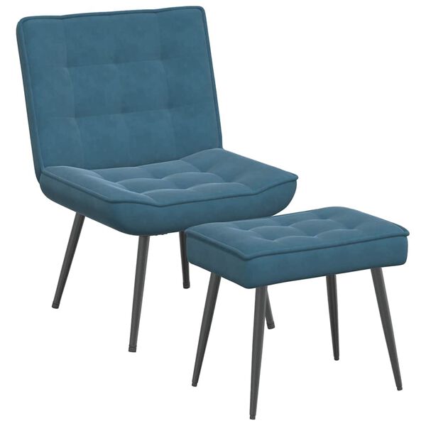 vidaXL Relaxsessel mit Hocker Blau Samt
