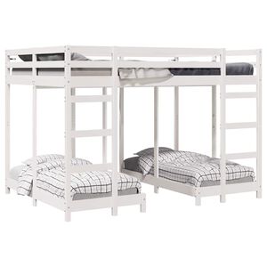 vidaXL Dreifach Etagenbettrahmen Wei&szlig; 140 x 200 cm