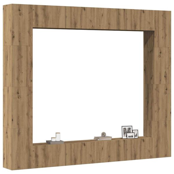 vidaXL 8-tlg. TV-Schrank-Set Wandmontage Artisan-Eiche Holzwerkstoff