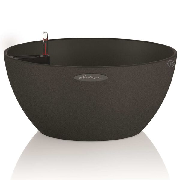 LECHUZA Pflanzgef&auml;&szlig; CUBETO Stone 40 ALL-IN-ONE Graphitschwarz 13842