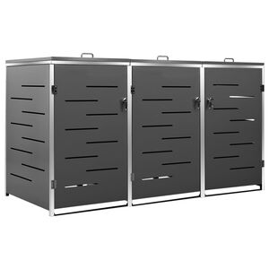 vidaXL M&uuml;lltonnenbox f&uuml;r 3 Tonnen 207x77,5x115 cm Edelstahl