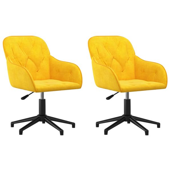 vidaXL Esszimmerstühle 2 Stk. Drehbar Gelb Samt