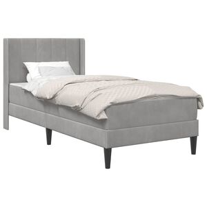 vidaXL Bettgestell mit Matratze mit Kopfteil Hellgrau 90 x 190 cm Samt