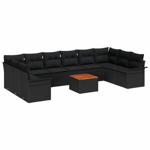 vidaXL Gartensofa-set 11 stk. 10-Sitzer Schwarz Poly-Rattan