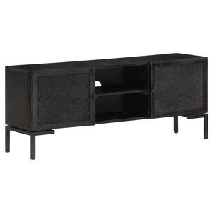 vidaXL TV-Schrank Schwarz 115x30x46 cm Massivholz Mango