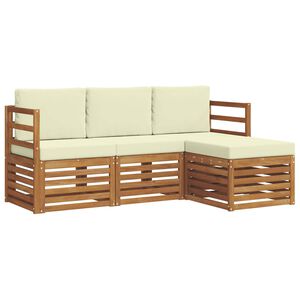 vidaXL Outdoor-Sofagarnitur mit Kissen 4 pcs Natur und Creme