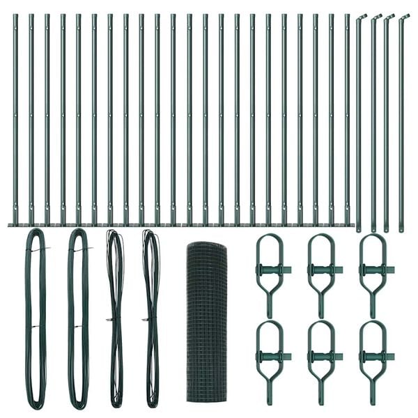 vidaXL Zaunpfosten Gr&uuml;n 50 x 0,8 m (25 x 25 mm Maschen) Stahl und PVC