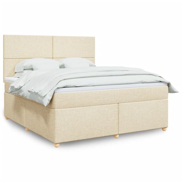 vidaXL Boxspringbett mit Matratze Creme 180x200 cm Stoff
