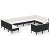 vidaXL 12-tlg. Garten-Lounge-Set mit Auflagen Poly Rattan Schwarz