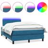 vidaXL Boxspringbett mit Matratze & LED Dunkelblau 120x220 cm Samt
