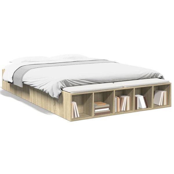 vidaXL Bettgestell Sonoma-Eiche 150x200 cm Holzwerkstoff