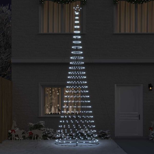 vidaXL LED-Weihnachtsbaum mit 555 LEDs Kaltwei&szlig; 500 cm Metall