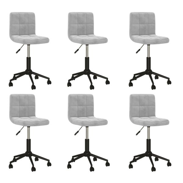 vidaXL Esszimmerst&uuml;hle 6 Stk. Drehbar Hellgrau Samt