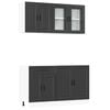 vidaXL 4-tlg. K&uuml;chenschrank-Set Porto Schwarz Holzwerkstoff