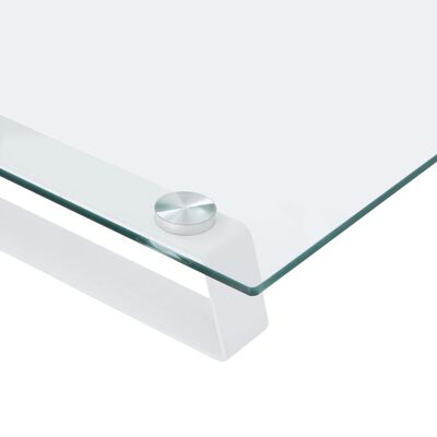 vidaXL Monitorständer Weiß 40x35x8 cm Hartglas und Metall