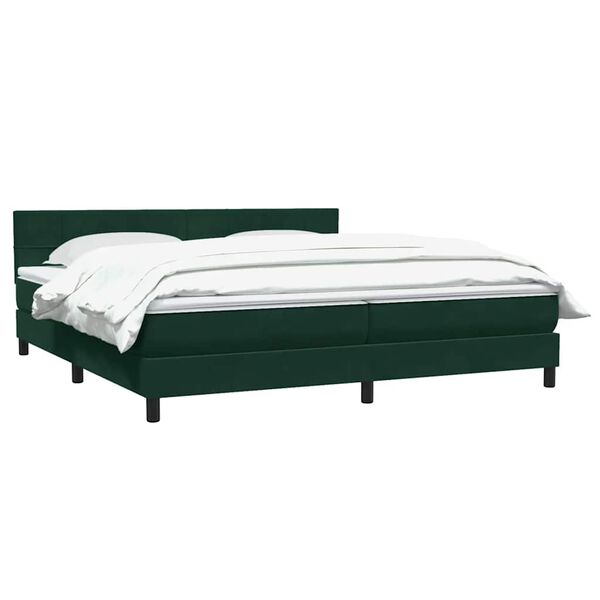 vidaXL Boxspringbett mit Matratze Dunkelgr&uuml;n 200x210 cm Samt