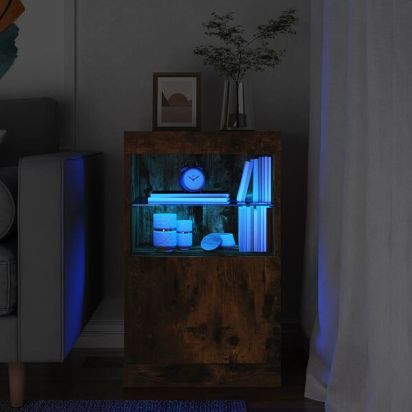 vidaXL Sideboard mit LED-Leuchten R&auml;uchereiche 41x37x67 cm