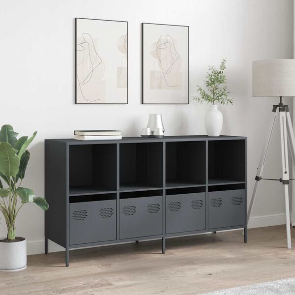 vidaXL Sideboard Anthrazit 135x39x73,5 cm Kaltgewalzter Stahl