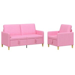 vidaXL Sofa Set mit Stauraum 2 stk. Rosa Polyester