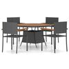 vidaXL 5-tlg. Garten-Essgruppe Poly Rattan Schwarz