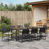 vidaXL Garten Essgruppe 9 pcs Schwarz Pulverbeschichteter Stahl
