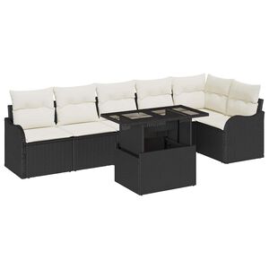 vidaXL Gartensofa-set 7 stk. Schwarz Poly Rattan