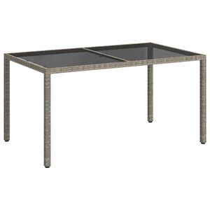 vidaXL Gartentisch 150x90x75 cm Hartglas und Poly Rattan Grau