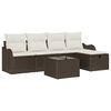 vidaXL Garten-Sofa-Set mit Kissen mit Speicher 6 pcs Braun Poly Rattan